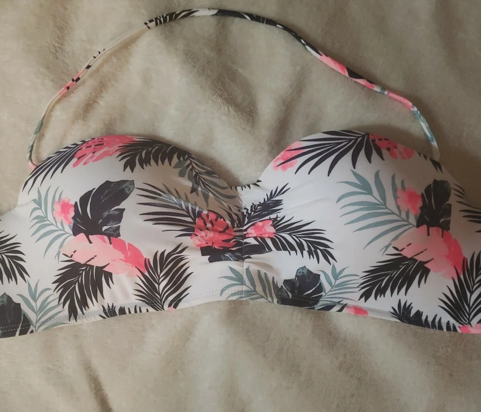 Top Bikini Traje De Baño 2XL Estampado Tropical Push-Up, Nuevo Con Etiquetas Foto 3 de 4