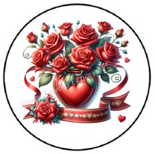 VASE WITH RED ROSES VALENTINES ENVELOPE SEALS LABELS STICKERS PARTY FAVORS