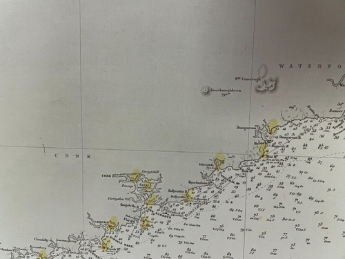 IRELAND SOUTH & WEST COAST 1865 (1889) VERY LARGE ANTIQUE SEA CHART 19TH CENTURY - Picture 4 of 15