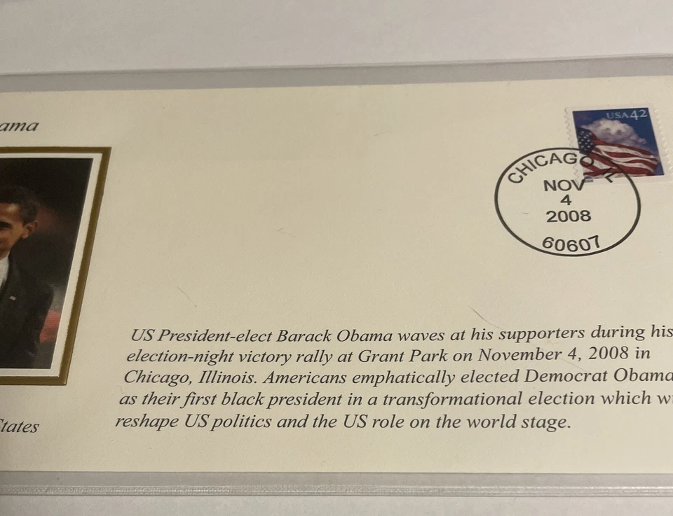 Barack Obama Election Night VIctory USPS 42c Stamped Envelope - 11/4/2008 - Image 2 of 3