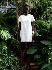 NWT ZARA ZW COLLECTION MINI Textured WHITE DRESS SIZE M