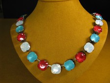 MARIANA JEWELRY NECKLACE SWAROVSKI CRYSTALS BEADS BLUE RED WHITE Patriotic Color