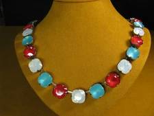 MARIANA JEWELRY NECKLACE SWAROVSKI CRYSTALS BEADS BLUE RED WHITE Patriotic Color