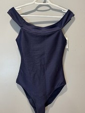Old Navy Womens Ribbed Off The Shoulder Blue One Piece Swimsuit Size M NWT