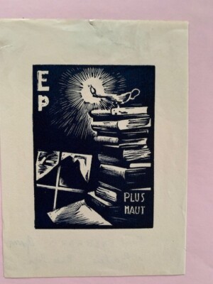 Exlibris EVERHARD Petit-Jean, Arnaud, 85 x 61 mm, 20. Jh.