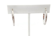 14k White Gold Hoop Earrings Diamond Cut Brushed