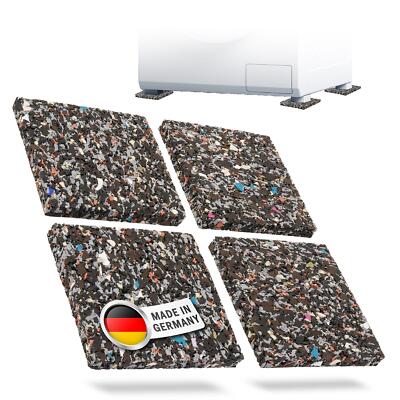 4x Schwingungsdämpferpads Waschmaschine 10x10x1cm Schwarz