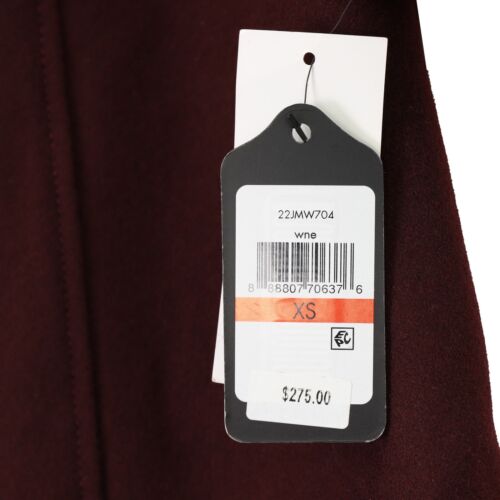 GUESS Women's Belted Asymmetrical Wool Walker Trench Coat $275, X-Small, Wine - Picture 2 of 3