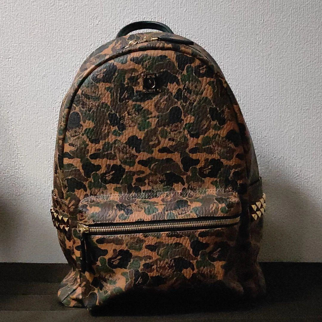 MCM BAPE Limited Collaboration Stark Visetos Camouflage Backpack A BATHING  APE