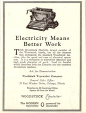 1928 Ad (1/4 Page) Woodstock Typewriter Company 35 E Wacker Dr Chicago Electrite thumbnail