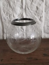 Glasvase mit Silberrand,  925er Silber, Hermann-Bauer, H: 11 cm, Nachlass 