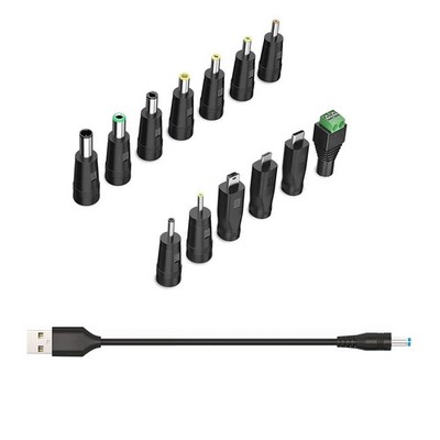 Durable USB to DC 5V Power Cord, Universal DC 5.5x2.1mm Cable with 13 Connectors