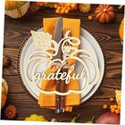 12 Pcs Thanksgiving Pumpkin Wooden Plate Decor Grateful Wood Large white