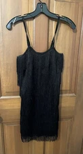 Black Flapper Dress Size Small Adjustable Straps Side Zipper