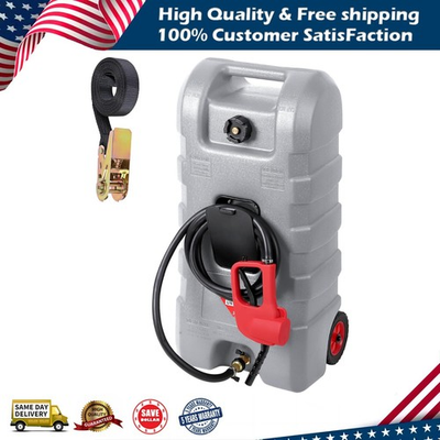 #ad 15 Gallon Fuel Caddy Portable Gas Tank Diesel Fuel w Transfer Pump amp; 10FT Hose $125.99