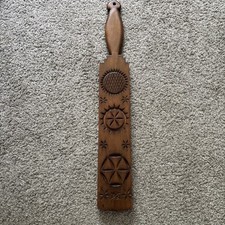 VINTAGE WOODEN CARVED PADDLE COOKIE PRESS 20 ...