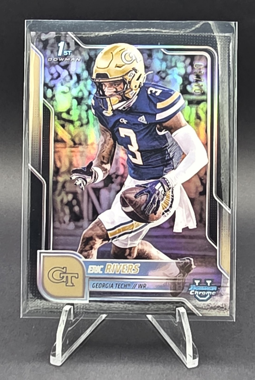 2025 BOWMAN CHROME UNIVERSITY #86 ERIC RIVERS 1ST BLACK REFRACTOR /10