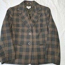 Vintage Talbots Petites 14 Plaid Wool Blazer Jacket Made in USA Italian Fabric