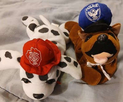 2 Beanie Baby Stil 9 Zoll Spielzeug Rockford IL Gedenkpolizisten HUND & Feuer DALMATION 