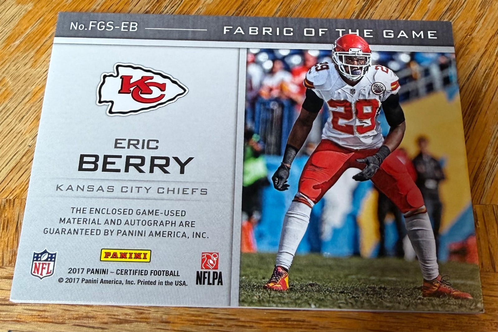2017 Certified Fabric of the Game Eric Berry GAME USED patch auto /25 CHIEFS WOW view 4