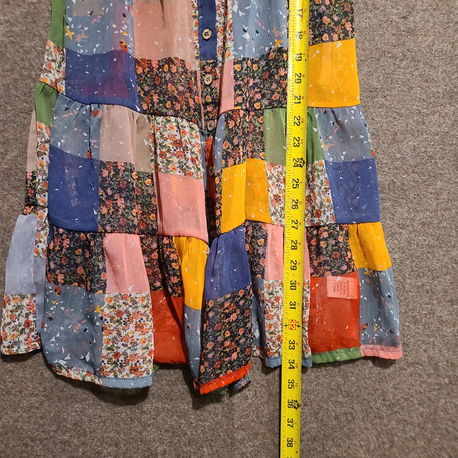 Y2k Boho Multicolor Patchwork Spaghetti Strap Dre… - image 7