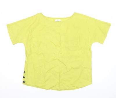Farhi by Nicole Farhi Damen Bluse grün Leinen Kurzarm Größe XL