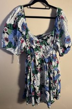 GAP Women’s XXL Plus Size Multicolor Floral Peasant Sweetheart Dress Puff Sleeve