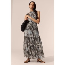 NWT Anthropologie The Somerset Chiffon Halter Maxi Dress $188 LARGE Black