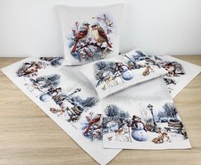 Gobelin Schneemann Tiere Weihnachte Tischdecke Tischläufer Kissen Platz Winter