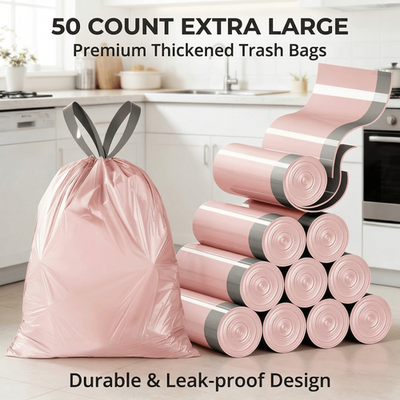 #ad 1 Roll Pink Drawstring Trash Bags Small Size Garbage Bags Suitable For Home $3.99
