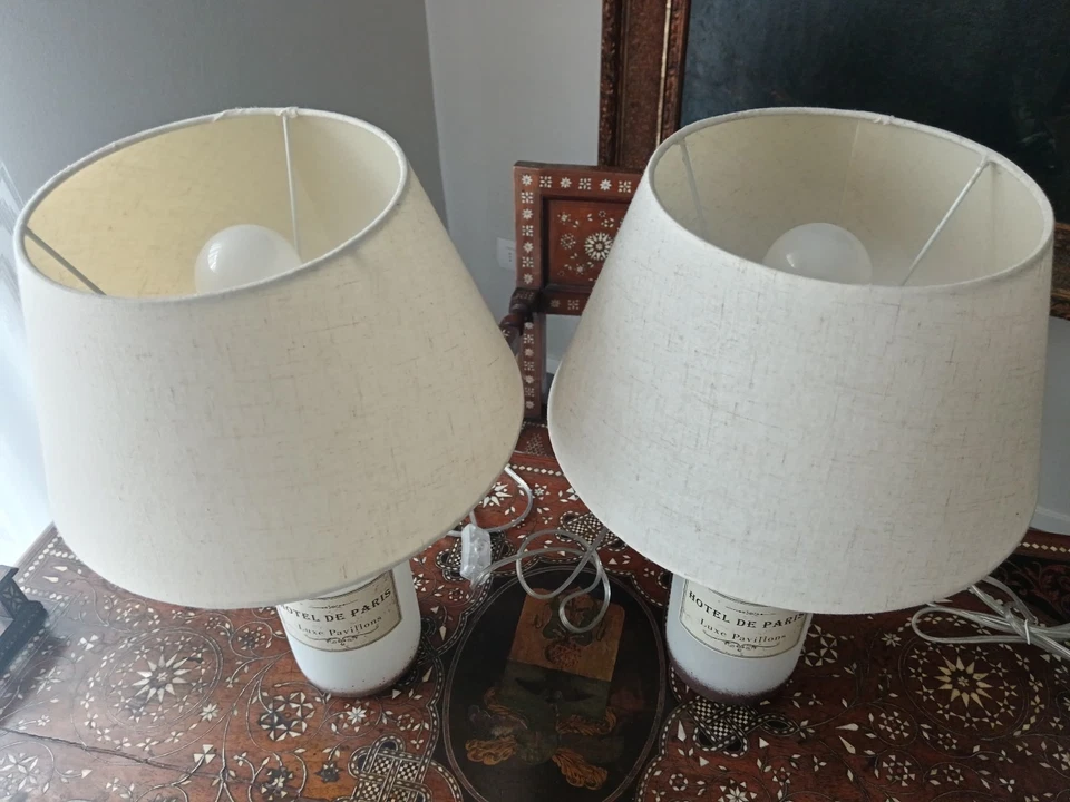 Coppia Lampada da tavolo e da comodino EGLO in vetro e metallo satinato Abatjour - Immagine 3 di 3