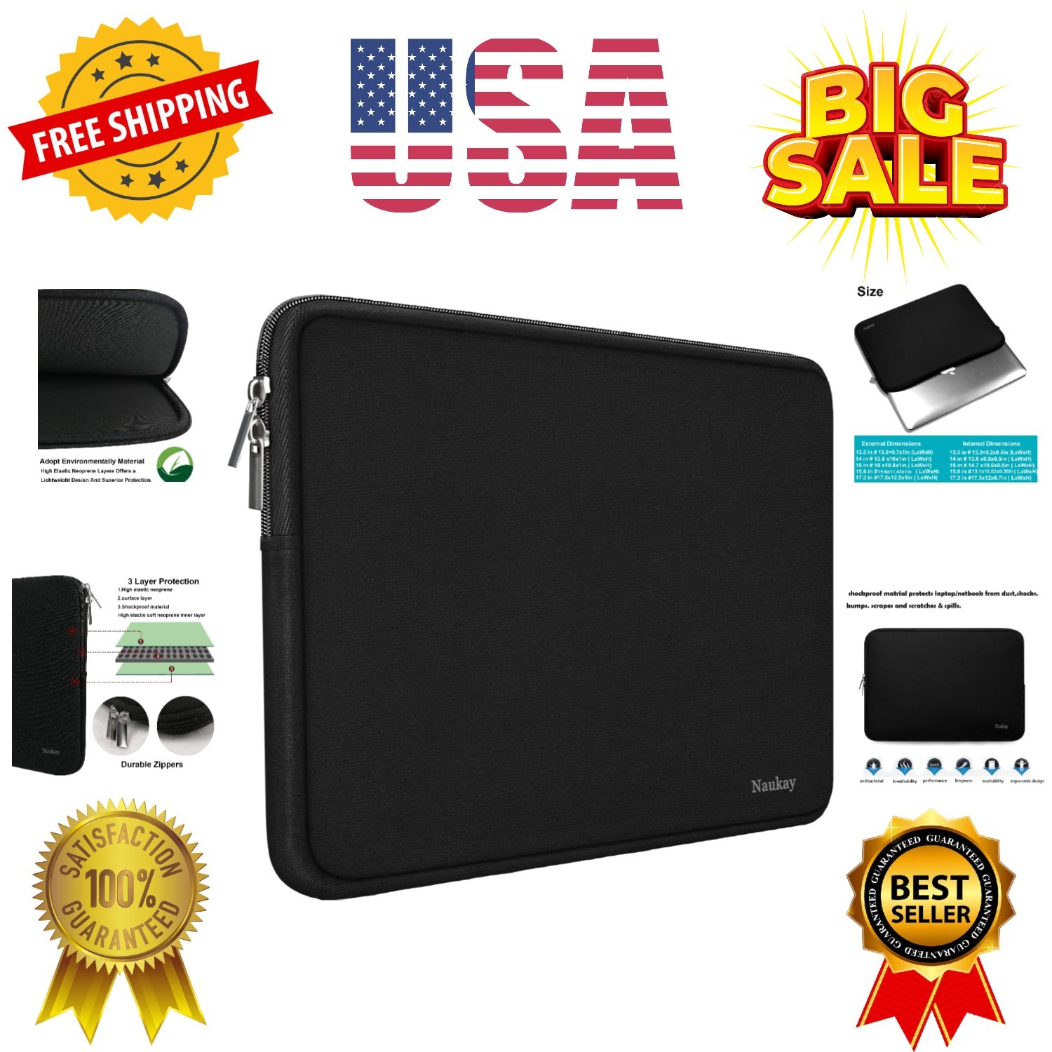 Laptop Sleeve Case, 15.6 Inch,Resistant Neoprene Notebook Computer Pocket Cas...