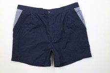 Vintage 70s Streetwear Mens Large Faded Chambray Trim Above Knee Shorts Blue
