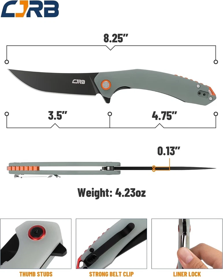 Lightweight CJRB Gobi Pocket Knife - Ambidextrous Design for Camping Adventures - Image 4 of 4