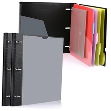 2-Pack Telescoping Project Organizer, 1 Inch 3 Ring Binder 2 Pack Black
