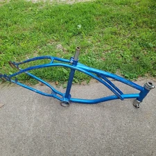 GENUINE OG LOWRIDER CLASSIC 20" STEEL BICYCLE FRAME  BLUE 1990's Stingray CA