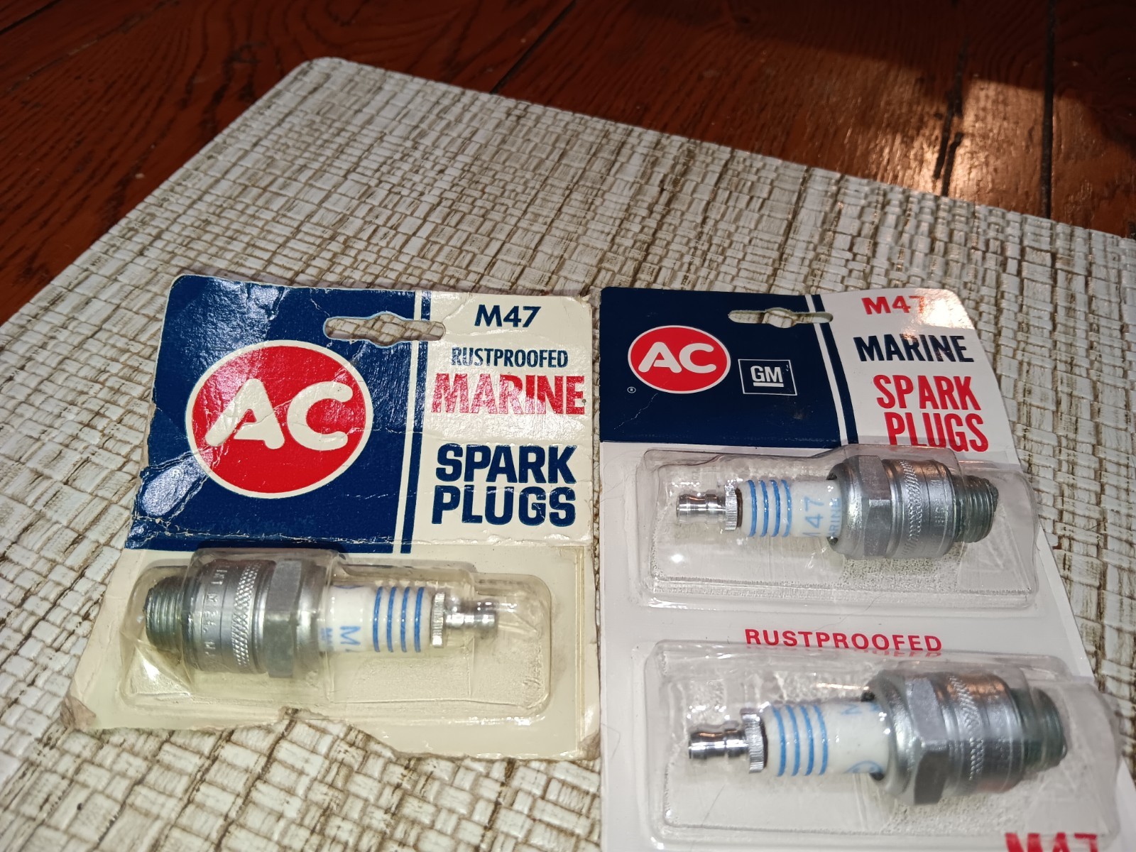 3 GM AC Delco Marine Rustproofed Spark Plugs M47  New Old Stock