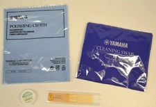 NEW YAMAHA CLEANING/SUPPLY LOT - POLISH CLOTH, CLEANING SWAB, CORK GREASE, REED