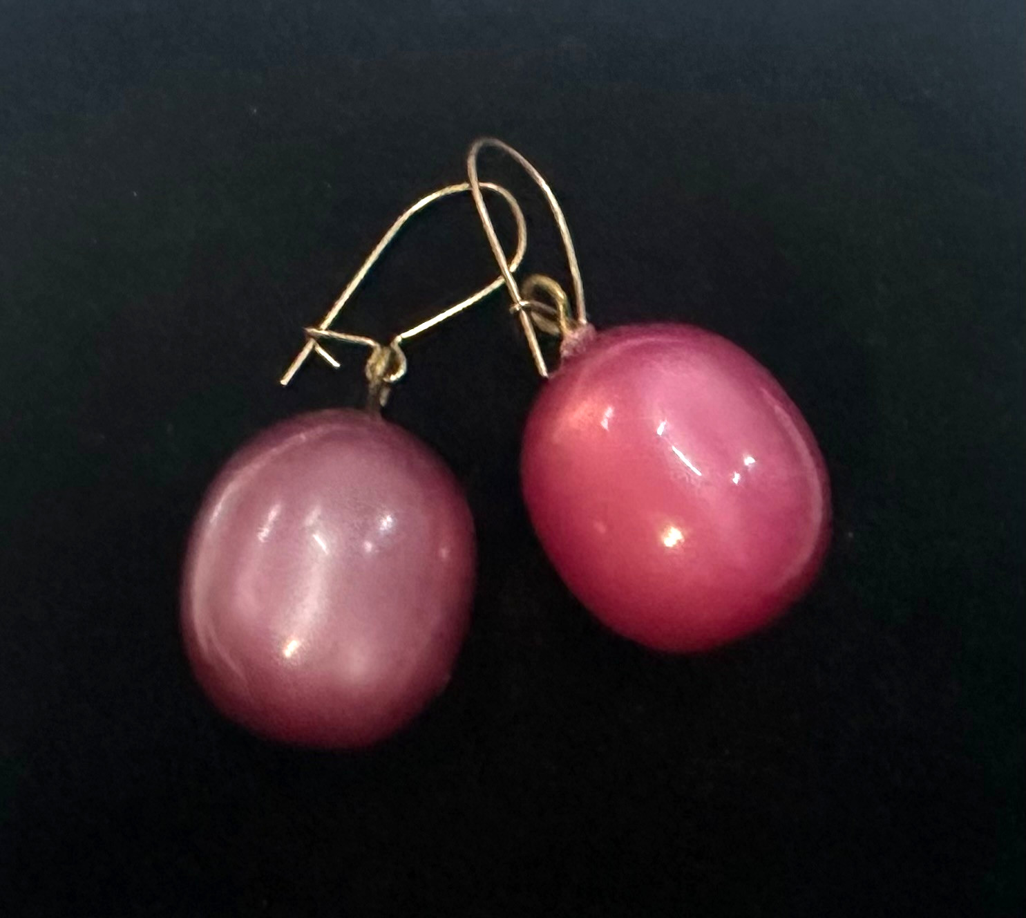 Vtg Costume Pink Moon Stone Gold Tone Pierced Earrings Jewelry Lot I