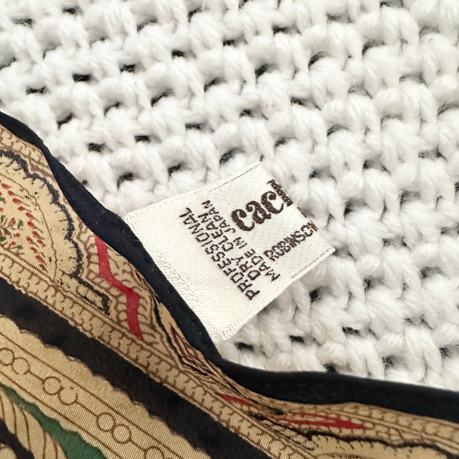 Cacharel Black Gold Silk Blend Regency Luxury Tapestry Print Long Vintage Scarf