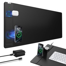 Wireless Charging Mouse Pad with Foldable Holder, 31.5x15.8 Extended Desk Mat...