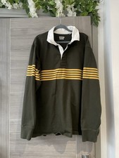 Oobe Brand Olive Green Rugby Shirt - Mustard Stripes - Size XL - Premium Cotton