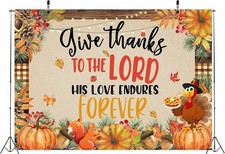 Give Thanks to the Lord Banner Backdrop 7X5Ft Christian Thanksgiving Photography