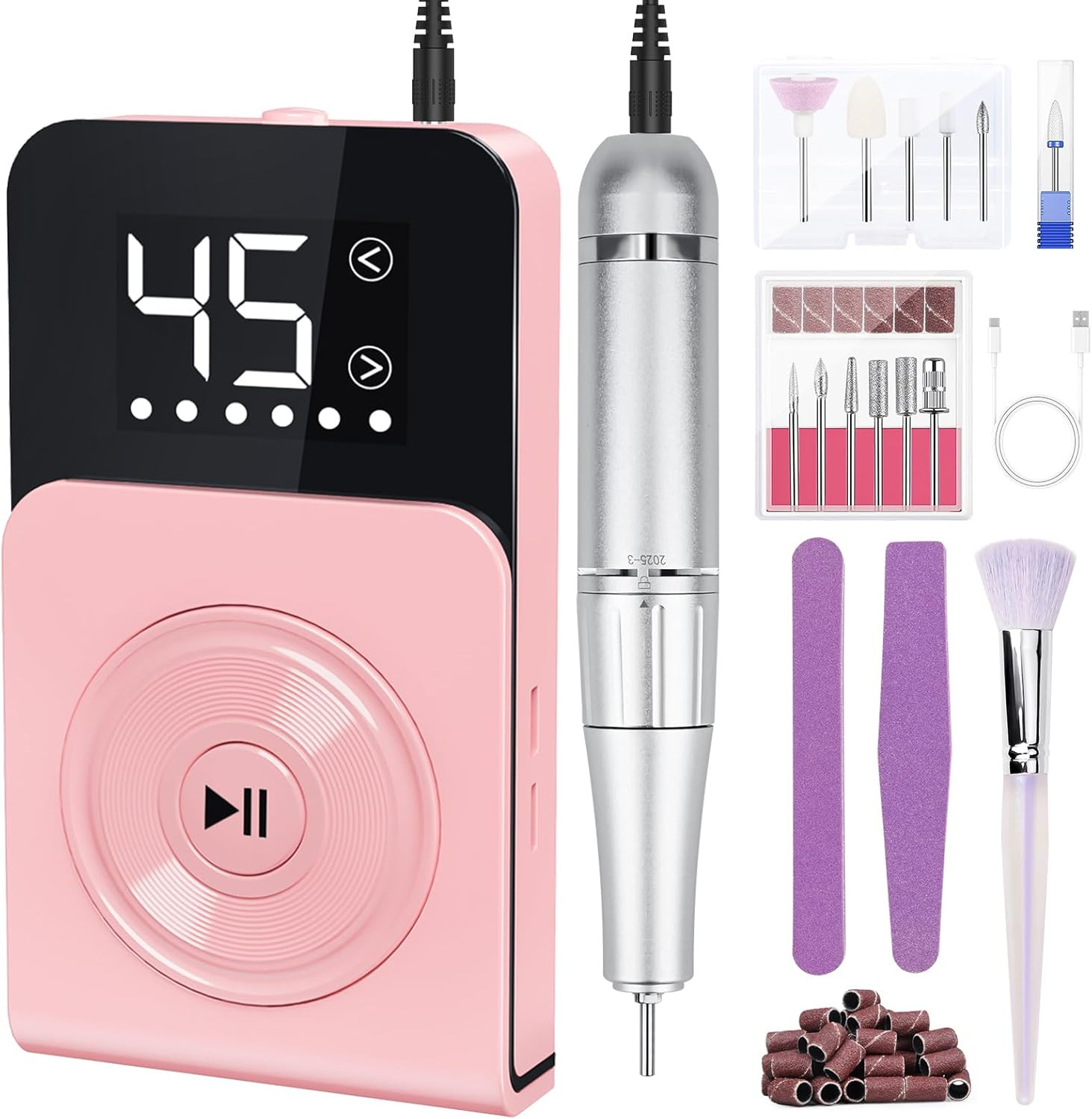 Fresa per Unghie ,Fresa per Unghie Professionale 45000 Giri Con 12 in 1 4000 Mah
