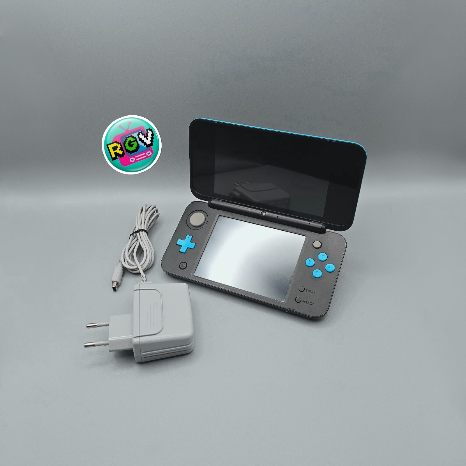 Nintendo New 2DS XL Nero/Turchese Console Portatile + Alimentatore Originale