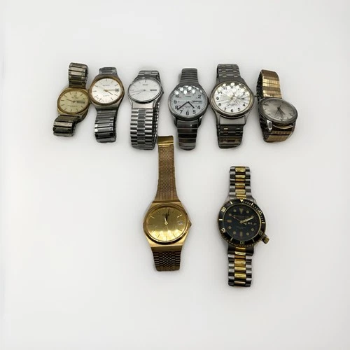 8 Vintage Watch Lot Benrus self wind, elgin, timex RR seiko, 200m diver watch