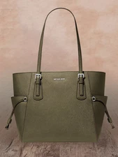 Michael Kors Voyager Women Large Saffiano Leather Shoulder Tote Bag Olive