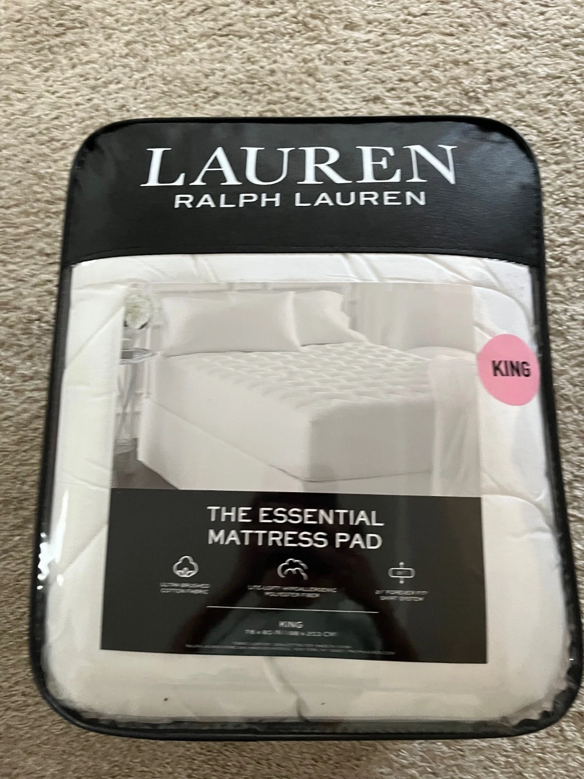 New Lauren Ralph Lauren Lite-Loft Essential Quilted 21" Mattress Pad King White