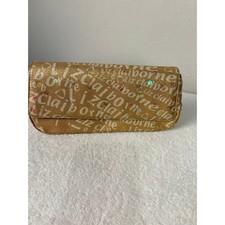 Liz Claiborne Gold Sequins Logo Print Clutch Wallet Evening Bag