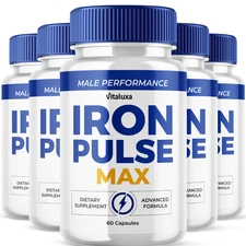 (5 Pack) Iron Pulse Male Energy Pills, IronPulse for Men Health (300 Capsules)